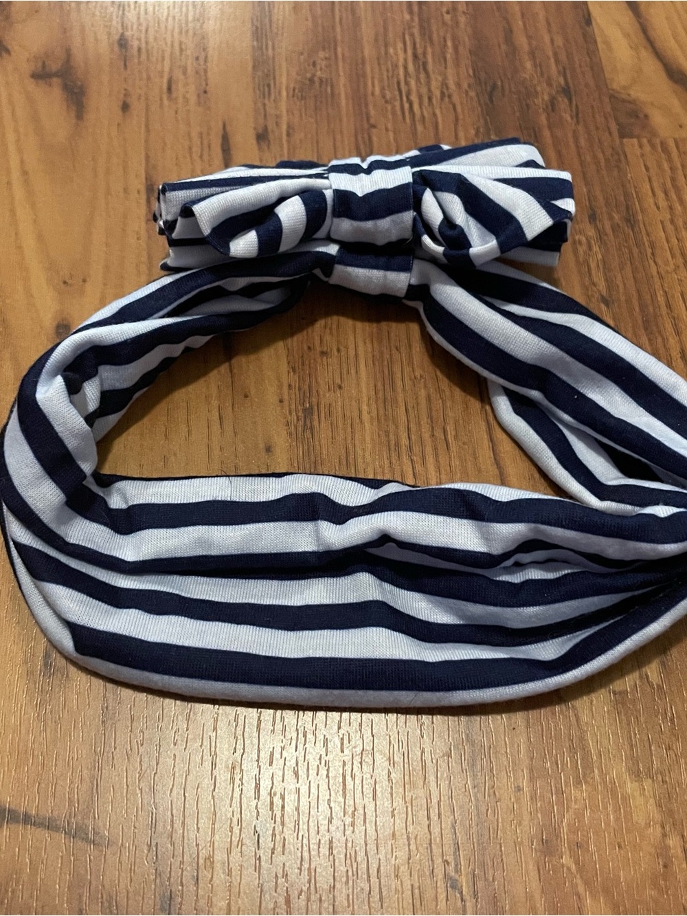 Striped Navy & White Headband with Bow